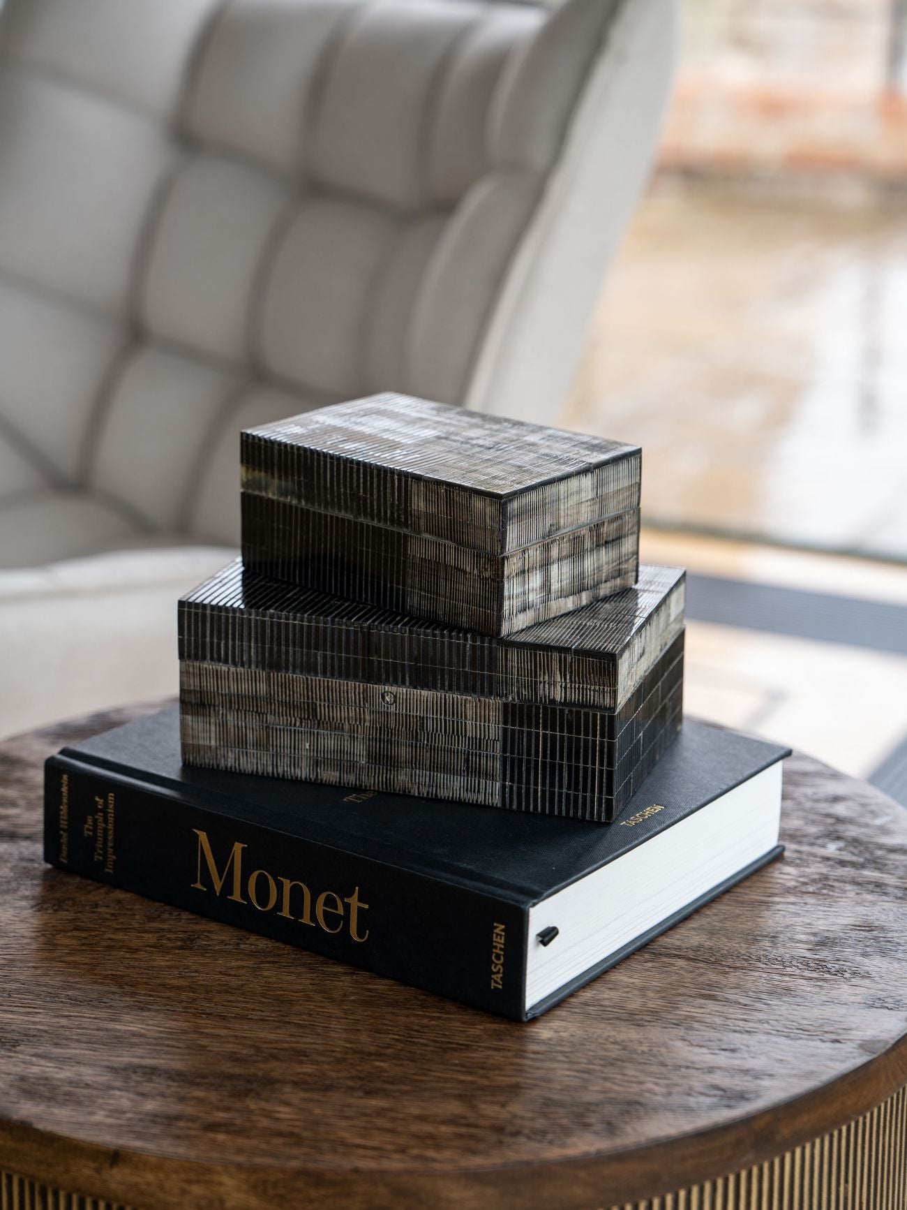 Rustic Grey & Black Buffalo Horn Storage Box Small